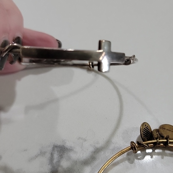 Alex and Ani Mixed Metal Cross Bangle Trio - Gold & Silver Bundle - Picture 2 of 13